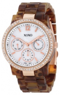 XOXO Women's XO5525 Tortoise Bracelet with Rhinestones on Rose Gold Case Watch XOXO Women's XO5525 Tortoise Bracelet with Rhinestones on Rose Gold Case Watch