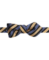 The neck's best thing. Tie on a little something different with this striped bow tie from Countess Mara. The neck's best thing. Tie on a little something different with this striped bow tie from Countess Mara.