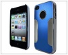 Premium Chrome Aluminum Skin Hard Back Case Cover for Apple iPhone 4 4G 4S Silver&Blue