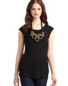 THE LOOKRemovable ribbon necklace with swirly zipper accentsCap sleeves with seamed detailsPullover styleTHE FITAbout 20 from top to hemTHE MATERIALModalCARE & ORIGINHand washImportedModel shown is 5'10 (177cm) wearing US size Small. 