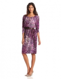 Anne Klein Women's Animal Print Dress, Magenta Multi, 12 Anne Klein Women's Animal Print Dress, Magenta Multi, 12