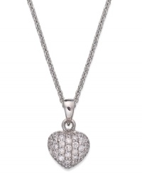 Show some love for style. B. Brilliant's heart pendant sparkles with round-cut cubic zirconias providing a dazzling touch. Crafted from sterling silver. Approximate length: 18 inches + 3-inch extender. Approximate drop length: 1/2 inch. Approximate drop width: 1/3 inch. Show some love for style. B. Brilliant's heart pendant sparkles with round-cut cubic zirconias providing a dazzling touch. Crafted from sterling silver. Approximate length: 18 inches + 3-inch extender. Approximate drop length: 1/2 inch. Approximate drop width: 1/3 inch.
