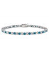 Polish and a pop of color. B. Brilliant's pretty tennis bracelet features alternating London blue cubic zirconias and clear cubic zirconias (5 ct. t.w.) set in sterling silver. Approximate length: 7-1/2 inches.