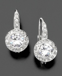 The perfect choice for elegant evening wear. Sparkling cubic zirconia (1-1/2 ct. t.w.) leverback earrings framed with stunning crystal accents. Rhodium plated. Drop measures 1/2 inch. The perfect choice for elegant evening wear. Sparkling cubic zirconia (1-1/2 ct. t.w.) leverback earrings framed with stunning crystal accents. Rhodium plated. Drop measures 1/2 inch.