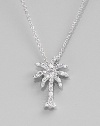 From the Tiny Treasure Collection. A delightfully detailed tropical palm is lit by the sparkle of diamonds. Diamonds, 0.17 tcw 18k white gold Chain length, about 16 Pendant length, about ½ Lobster clasp Made in Italy