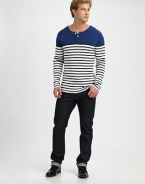 An ideal layering option season after season, shaped in a fine, soft cotton knit.Two-button placketCottonDry cleanImported