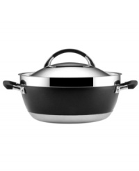 An innovative wide and shallow design with sloped sides and looped handles is perfect for flavorful stews, sauces and one-pot dishes, conveniently moving from simmering on the stovetop to braising in the oven to cleaning up in the dishwasher. Three layers of metal compose the exceptional body: a thick inner core of quick and even-heating aluminum is sandwiched between gleaming stainless steel. Limited lifetime warranty. An innovative wide and shallow design with sloped sides and looped handles is perfect for flavorful stews, sauces and one-pot dishes, conveniently moving from simmering on the stovetop to braising in the oven to cleaning up in the dishwasher. Three layers of metal compose the exceptional body: a thick inner core of quick and even-heating aluminum is sandwiched between gleaming stainless steel. Limited lifetime warranty.