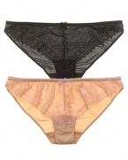 A smooth microfiber bikini with pretty lace detail on front and along sides of waist. Style #978143