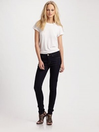 Super-skinny dark-rinse denim hugs the body in all the right places.THE FITMid rise Skinny leg Inseam, about 29THE DETAILSZip fly Button closure Five-pocket style 37% rayon/37% cotton/24.5% tencel/1.5% lycra Machine wash Made in USA of imported fabric Super-skinny dark-rinse denim hugs the body in all the right places.THE FITMid rise Skinny leg Inseam, about 29THE DETAILSZip fly Button closure Five-pocket style 37% rayon/37% cotton/24.5% tencel/1.5% lycra Machine wash Made in USA of imported fabric