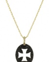 Mizuki 14k Gold and Silver Diamond Cut Out Square Cross Necklace