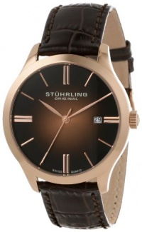 Stuhrling Original Men's 490.3345K14 Classic Cuvette II Swiss Quartz Date Rose-Tone Watch