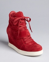 The wedge sneaker pump is back and at the height of the trends; Ash nails the look in a super cool high top style. The wedge sneaker pump is back and at the height of the trends; Ash nails the look in a super cool high top style.