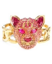 Show your stripes. Betsey Johnson's fierce stretch bracelet is crafted in gold tone mixed metal with a tiger charm accented with pink-colored crystals. Approximate diameter: 7-1/2 inches. Show your stripes. Betsey Johnson's fierce stretch bracelet is crafted in gold tone mixed metal with a tiger charm accented with pink-colored crystals. Approximate diameter: 7-1/2 inches.