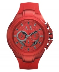 The perfect watch when you're looking to grab attention. This AX Armani Exchange chronograph features bold red color and exact precision. The perfect watch when you're looking to grab attention. This AX Armani Exchange chronograph features bold red color and exact precision.