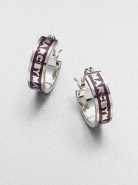 A charming style with glossy enamel accents on a logo design. EnamelSilver-plated brassLength, about .2Hinged post backImported A charming style with glossy enamel accents on a logo design. EnamelSilver-plated brassLength, about .2Hinged post backImported