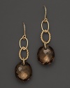 Oval freeform smoky quartz briolettes add rich sparkle to links of 14K yellow gold. By Nancy B.