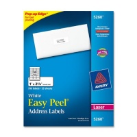 Avery Easy Peel Address Labels for Laser Printers, 1 x 2.625 Inches, White, Pack of 750 (05260) Avery Easy Peel Address Labels for Laser Printers, 1 x 2.625 Inches, White, Pack of 750 (05260)