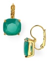 A pair with the luxe touch: these simple kate spade new york leverback earrings are a daytime favorite, set in gold plated metal with a colorful stone center.