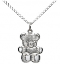 Sterling Silver Children's Teddy Bear Pendant, 13