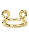 Giles & Brother's gold-plated cuff is hardcore yet feminine. Shy away from the urge to stack, this sculptural style is best all by itself.