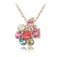 Blue Chip Unlimited - Chic Light Multi-Colored Geometric Cluster Rose Gold Pendant w/ 18in 18K RGP Chain Necklace Fashion Jewelry Blue Chip Unlimited - Chic Light Multi-Colored Geometric Cluster Rose Gold Pendant w/ 18in 18K RGP Chain Necklace Fashion Jewelry