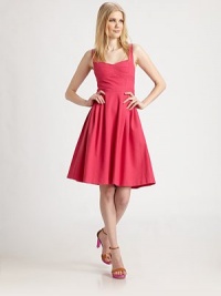 A shapely bust and pleated skirt enhance the silhouette of this flattering stretch-cotton frock.Wide strapsSweetheart necklineBodice dartsSet-in waistPleated skirtCenter back zipperAbout 24 from natural waist97% cotton/3% spandexDry cleanMade in USA of Italian fabricModel shown is 5'10 (177cm) wearing US size 4. A shapely bust and pleated skirt enhance the silhouette of this flattering stretch-cotton frock.Wide strapsSweetheart necklineBodice dartsSet-in waistPleated skirtCenter back zipperAbout 24 from natural waist97% cotton/3% spandexDry cleanMade in USA of Italian fabricModel shown is 5'10 (177cm) wearing US size 4.