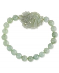 Earn a roar of approval with this dragon stretch bracelet. Jade beads (8 mm) bring a stylish touch to this accessory with a dragon-styled center. Approximate length: 7-1/2 inches. Approximate dragon size: 25 x 33 mm. Earn a roar of approval with this dragon stretch bracelet. Jade beads (8 mm) bring a stylish touch to this accessory with a dragon-styled center. Approximate length: 7-1/2 inches. Approximate dragon size: 25 x 33 mm.