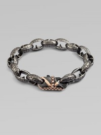 Modern update, enhanced by exquisite details define this rhodium and rose gold plated steel bracelet with brushed matte finish.From the UK CollectionSteelLength, about 9Lobster clasp closureImported Modern update, enhanced by exquisite details define this rhodium and rose gold plated steel bracelet with brushed matte finish.From the UK CollectionSteelLength, about 9Lobster clasp closureImported