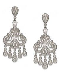 A fine vintage. Eliot Danori's sophisticated chandelier earrings glisten with crystal accents and cubic zirconia (1-1/2 ct. t.w.). Set in silver tone mixed metal. Approximate drop: 1-1/2 inches. A fine vintage. Eliot Danori's sophisticated chandelier earrings glisten with crystal accents and cubic zirconia (1-1/2 ct. t.w.). Set in silver tone mixed metal. Approximate drop: 1-1/2 inches.