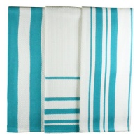 MUkitchen MUincotton Striped Dishtowel, Set of 3, Pacific MUkitchen MUincotton Striped Dishtowel, Set of 3, Pacific