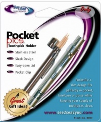 Pocket Pics Stainless Steel Pocket Toothpick Holder Pocket Pics Stainless Steel Pocket Toothpick Holder
