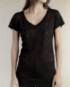 Alternative Apparel Ladies Diane V-Neck Burnout Tunic T-Shirt, true black, Medium