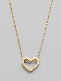 From the Tiny Treasures Collection. An open heart pendant is both romantic and elegant, rendered in polished 18k gold. 18k yellow gold Chain length, about 18 Pendant length, about ¾ Lobster clasp Made in Italy From the Tiny Treasures Collection. An open heart pendant is both romantic and elegant, rendered in polished 18k gold. 18k yellow gold Chain length, about 18 Pendant length, about ¾ Lobster clasp Made in Italy