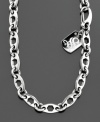 A chunky sterling silver chain adds instant style. Simmon logo tag with diamond accents measures 3/4 inch. Length measures 21-1/2 inches.