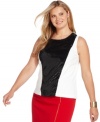 Show off your shine with Calvin Klein's sleeveless plus size top, accented by a sequined front.