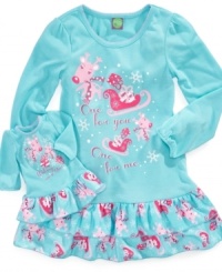 One for her. One for her dolly. She'll cherish this holiday season even more with this adorable matching pajama set from Dollie & Me. One for her. One for her dolly. She'll cherish this holiday season even more with this adorable matching pajama set from Dollie & Me.