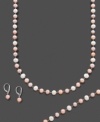 Delicate beauty to line your look. This multicolor tin cup cultured freshwater pearl (7-8mm) set features a necklace, bracelet and earrings set in sterling silver. Necklace measures approximately 18 inches. Bracelet measures approximately 7-1/2 inches.