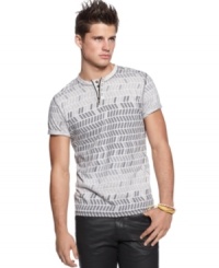 Snap to it. This t-shirt from Bar III is a change from your normal short-sleeved pattern. Snap to it. This t-shirt from Bar III is a change from your normal short-sleeved pattern.