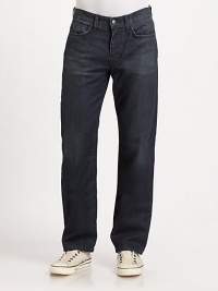 Crisp and clean, this classic fit denim with a rigid finish is ideal for off-duty adventures, with subtle fading and distressing throughout the leg.Five-pocket styleInseam, about 34CottonMachine washImported Crisp and clean, this classic fit denim with a rigid finish is ideal for off-duty adventures, with subtle fading and distressing throughout the leg.Five-pocket styleInseam, about 34CottonMachine washImported