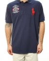 Polo Ralph Lauren Men's Shirt Embroidered US Flag Big Red Pony Navy Blue