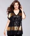 Contrasting sequins add a unique touch to INC's plus size tunic. Another sexy surprise: the semi-sheer fabric shows just the right amount of skin!