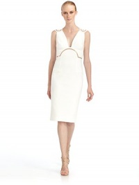 THE LOOKTextured cotton constructionDouble V necklineKhaki piped detailsSleevelessIntricate seamed detailingBack zipperCutout backTHE FITAbout 40½ from shoulder to hemTHE MATERIALCottonTrim: 85% silk/15% polyurethaneFully linedCARE & ORIGINDry cleanMade in Italy THE LOOKTextured cotton constructionDouble V necklineKhaki piped detailsSleevelessIntricate seamed detailingBack zipperCutout backTHE FITAbout 40½ from shoulder to hemTHE MATERIALCottonTrim: 85% silk/15% polyurethaneFully linedCARE & ORIGINDry cleanMade in Italy