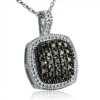 Sterling Silver Black Diamond Square Pendant-Necklace (.25ct tw. 18inch chain)
