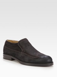 A distinctive look that exudes refined sophistication, this sleek slip-on is rendered in waxed suede and comfortable sole of rubber and nubuck leather.Suede upperLeather liningPadded insoleLeather/rubber soleMade in Italy A distinctive look that exudes refined sophistication, this sleek slip-on is rendered in waxed suede and comfortable sole of rubber and nubuck leather.Suede upperLeather liningPadded insoleLeather/rubber soleMade in Italy