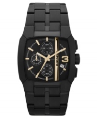 Golden accents lend enormous style on this built-to-last chronograph watch, by Diesel. Golden accents lend enormous style on this built-to-last chronograph watch, by Diesel.