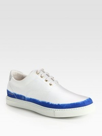 Kick into high gear in this futuristic, high-top sneaker with contrast color detail, finished with a long-lasting canvas upper.Canvas upperLeather liningPadded insoleRubber soleMade in Italy Kick into high gear in this futuristic, high-top sneaker with contrast color detail, finished with a long-lasting canvas upper.Canvas upperLeather liningPadded insoleRubber soleMade in Italy