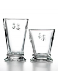 This whimsical glassware is abuzz with French history. Inspired by a travel set owned by Napoleon and the country's official coat of arms, these crystal-clear La Rochere drinking glasses are embossed with France's beloved bee. This whimsical glassware is abuzz with French history. Inspired by a travel set owned by Napoleon and the country's official coat of arms, these crystal-clear La Rochere drinking glasses are embossed with France's beloved bee.