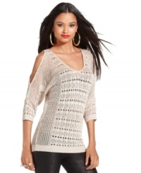 A hot layering piece, this cutout GUESS top adds on-trend texture to any outfit! A hot layering piece, this cutout GUESS top adds on-trend texture to any outfit!