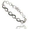 Silver Overlay Black and White Diamond Accent Infinity Bracelet