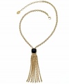 Exotic elegance. A multi-chain tassel stands out stylishly on this chic pendant necklace from T Tahari's Essentials Collection. Featuring an inlaid resin stone and a multi chain silhouette, it's crafted in antique gold tone mixed metal (and nickel-free for sensitive skin). Approximate length: 17 inches + 3-inch extender. Approximate drop: 5 inches.